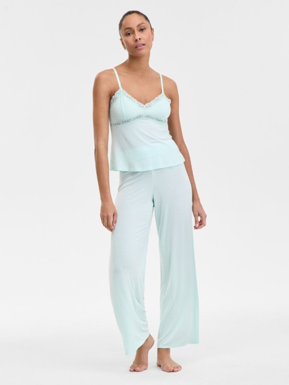 #2019 I.n.c. International Concepts Lace-Trim Knit Tank & Pajama Pants Set